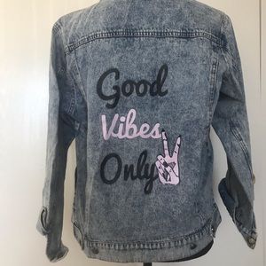 Honey Punch “good vibes” Jean Jacket